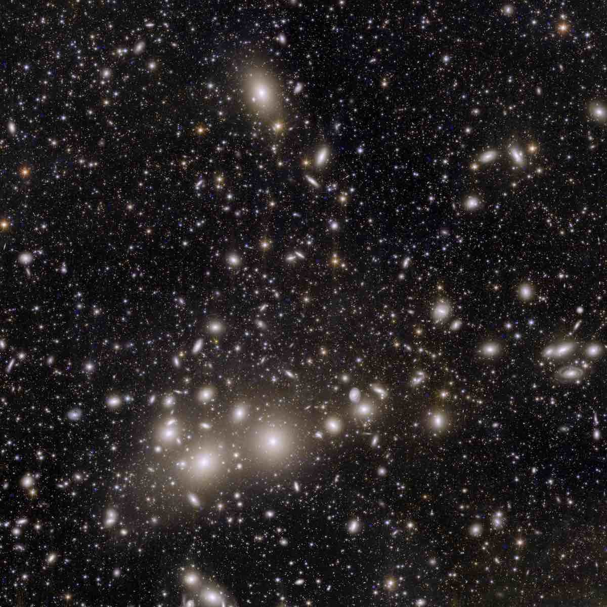 Vista de Euclides do aglomerado de galáxias Perseus